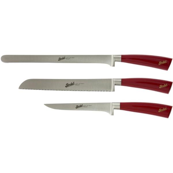 Elegance Ham Set of 3 Steak Knives Red