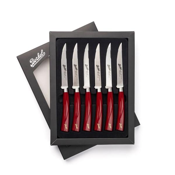 Elegance Set of 6 Steak Knives Red
