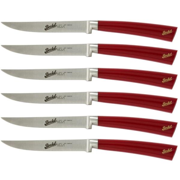 Elegance Set of 6 Steak Knives Red