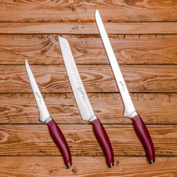 Teknica Set Ham of 3 Knives Red