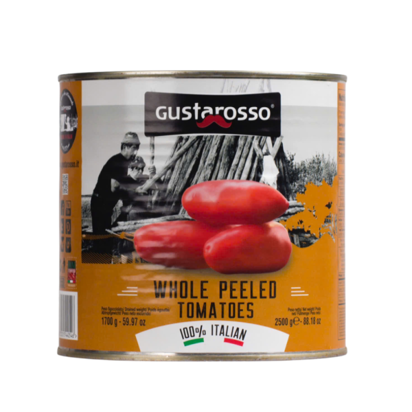Hộp cà chua Gustarosso trái bóc vỏ – Whole peeled Tomatoes – 2500g